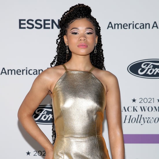 Storm Reid's Custom Gold Prada Dress at 2021 Essence Event