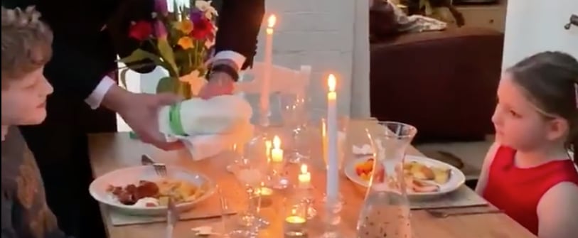 Dad Pretends to Be Waiter to Kids at Dinner Amid Coronavirus