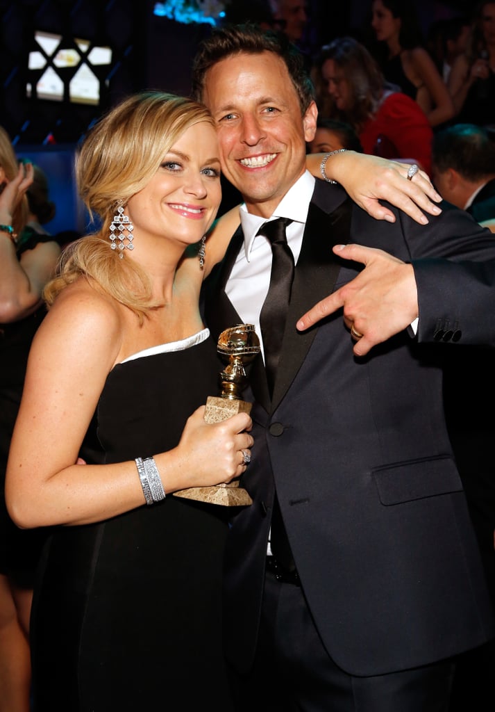 Amy Poehler celebrated with Seth Meyers after the show.