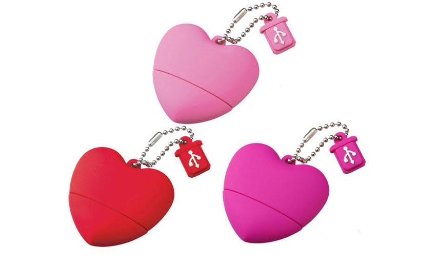 How sweet! This 2 GB heart-shaped memory stick ($35, originally $43) is practical and pretty.