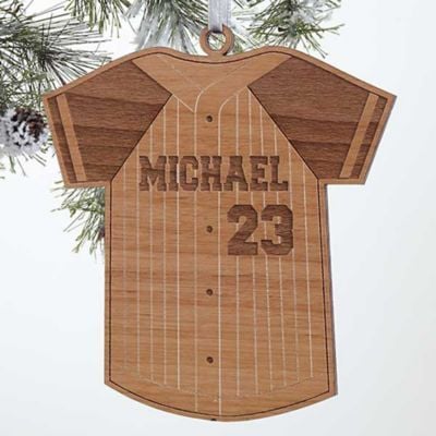 Baseball Jersey Wood Christmas Ornament
