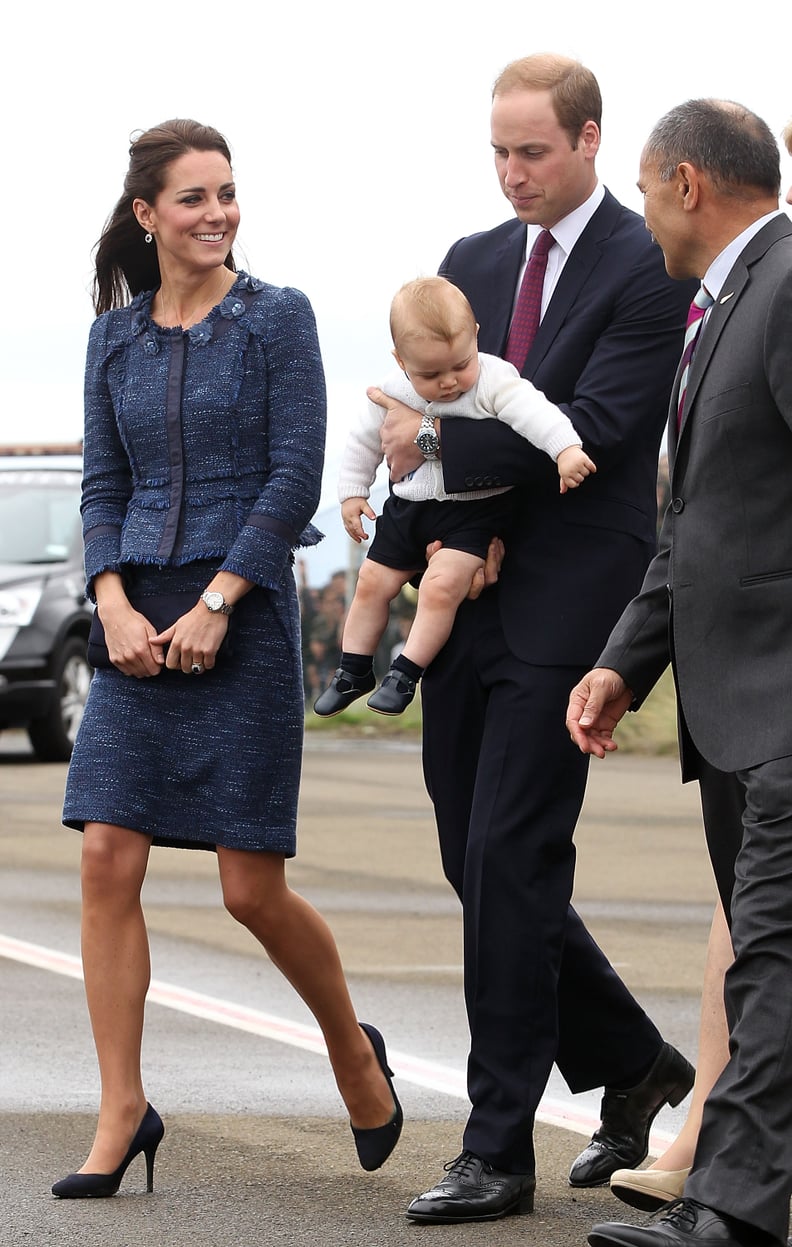 Ever the Lady, Kate Stepped Out With William and Baby George in Rebecca Taylor's Shirred Blue Separates