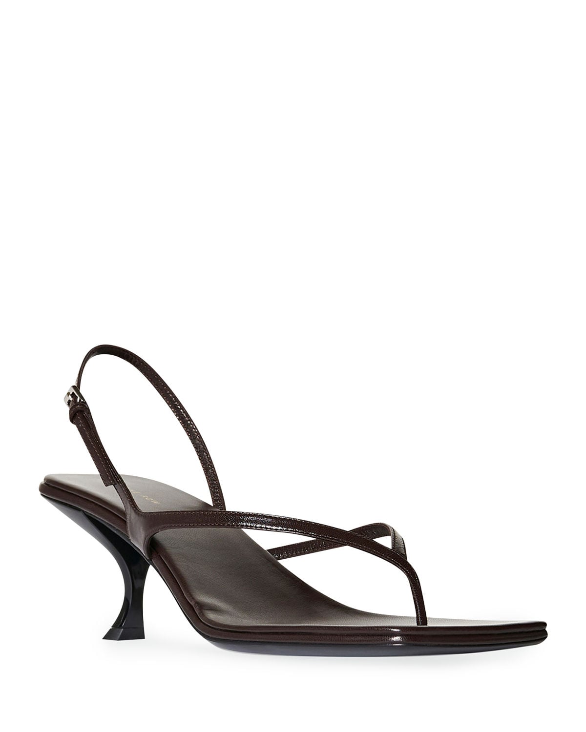 The Row Constance Leather Thong Slingback Sandals | Kendall Jenner Does  Date Night in Leather — Sustainable Vegan Leather | POPSUGAR Fashion Photo  14