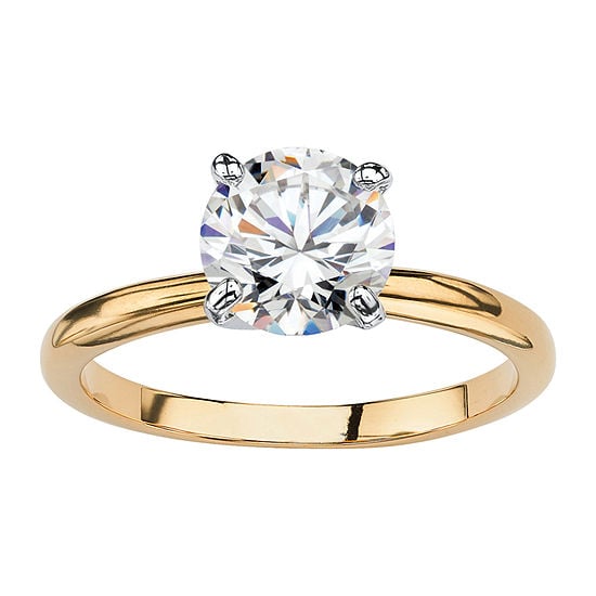 Cubic Zirconia 18K Gold Over Brass Engagement Ring