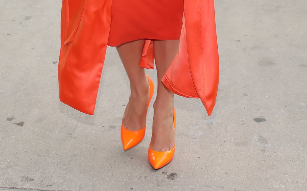 Jennifer Lopez's Orange Dress and Heels on Despierta America