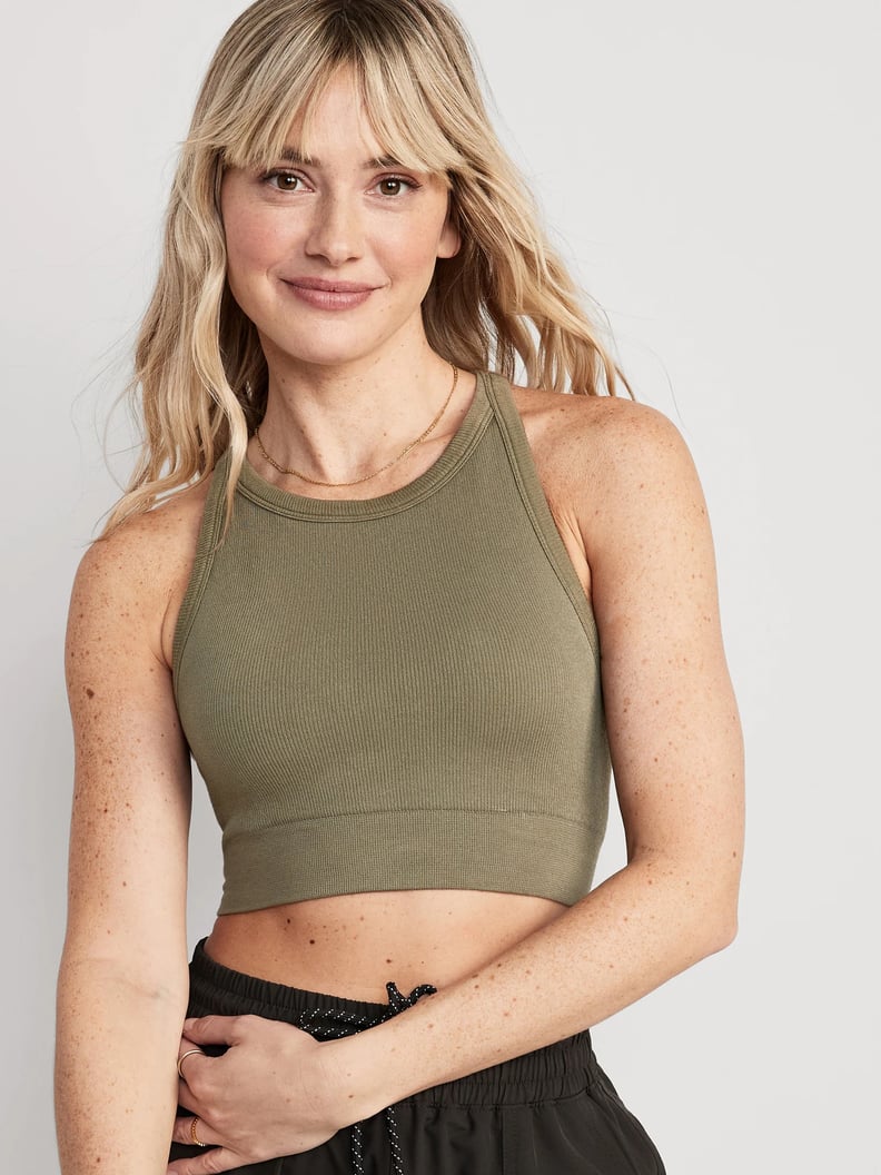 Seamless Compression Rib Knit Cropped Cami - Navy