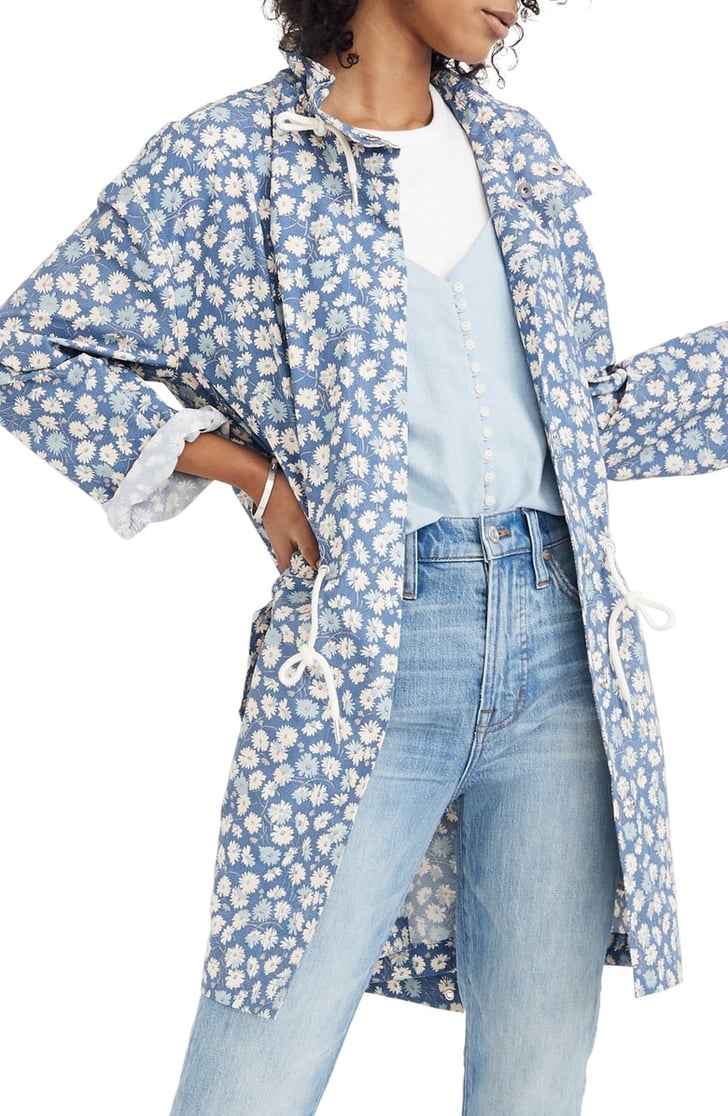 Madewell Ruffle Neck French Floral Raincoat Best Raincoats 2019