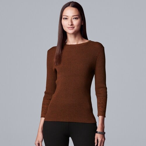 Simply Vera Vera Wang Petite Ribbed Sweater