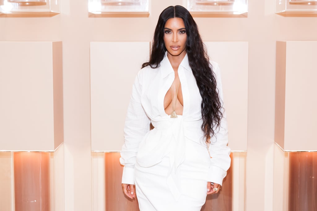 Kim Kardashian's White Shirt and Skirt June 2018