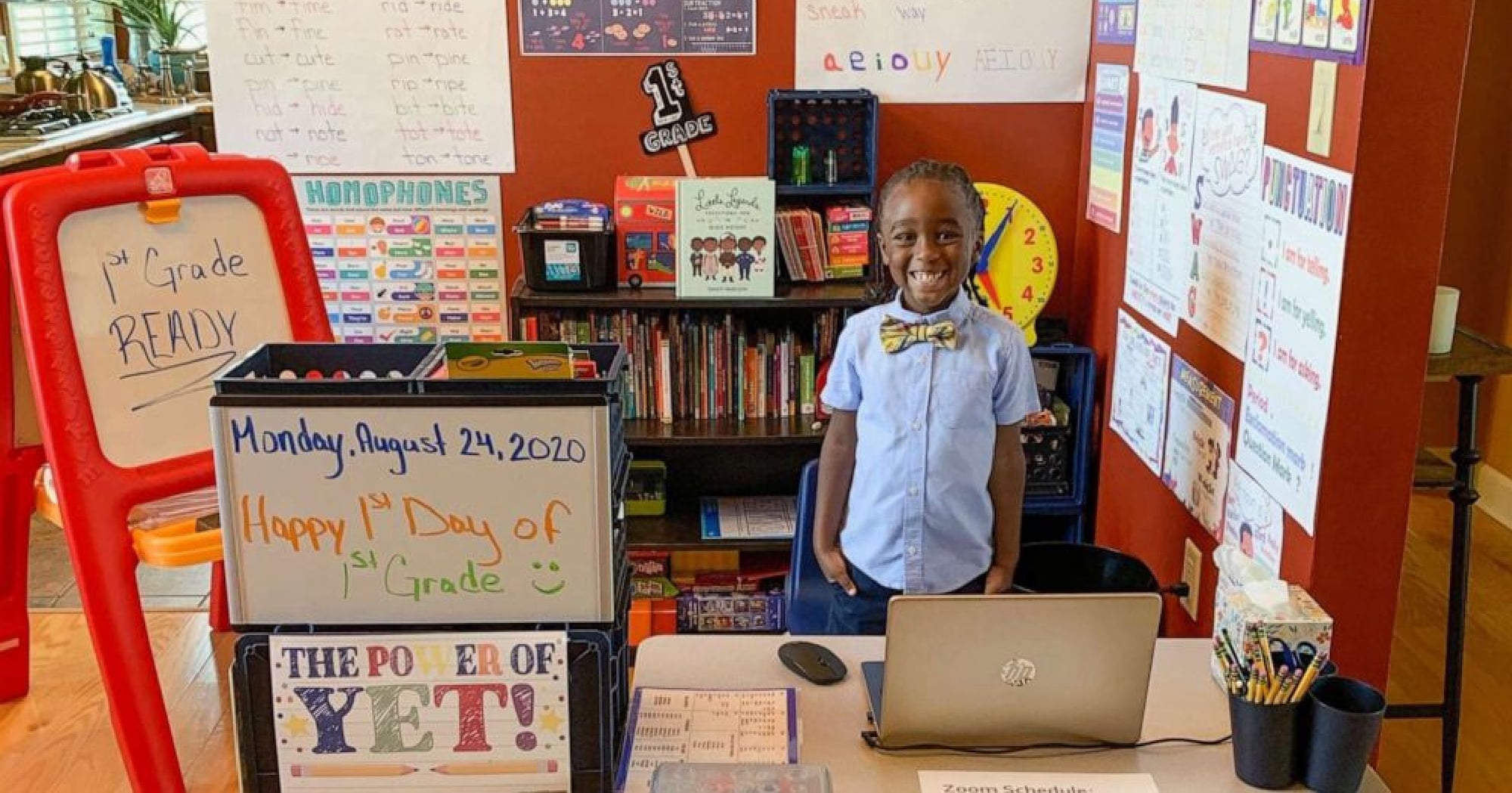 First Grader's Affordable At-Home Classroom Learning Setup | PS Family