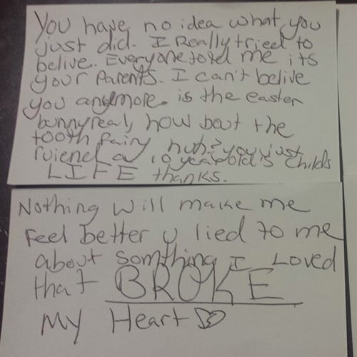 Girl Writes Funny Note After Learning Truth About Santa