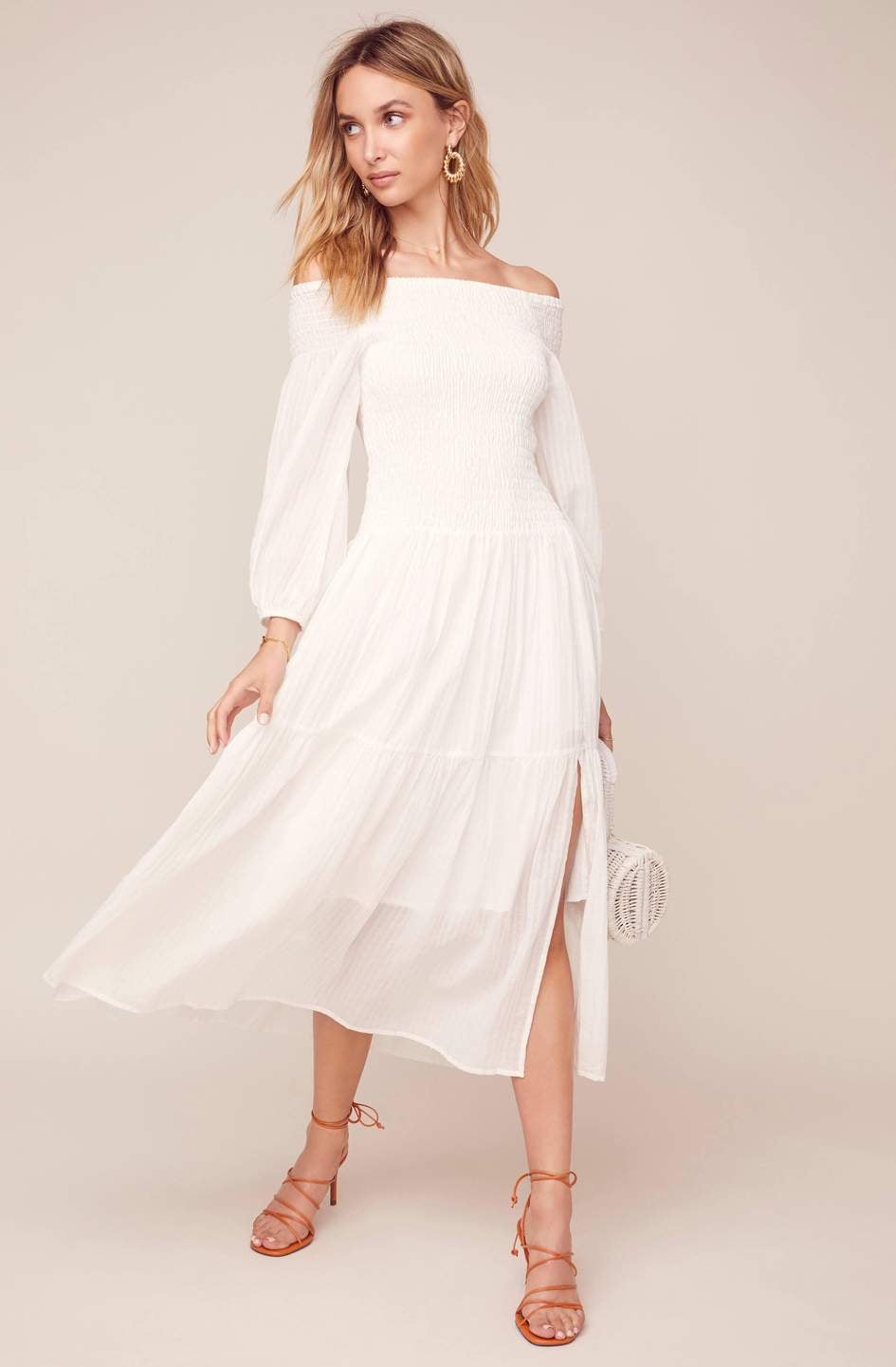 Off the shoulder midi dress australia hot sale