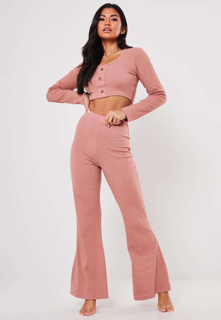 Blush Rib ButtonFront Loungewear Set Best Loungewear Sets For Women