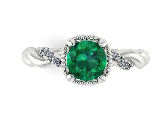 Emerald and Diamond Engagement Ring
