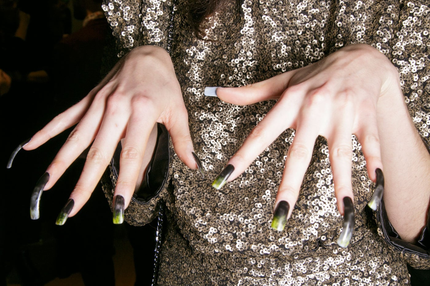 Vivienne Westwood Autumn 15 The Latest Nail Art Trends Colourblocked Dip Dyed And Doodled Popsugar Beauty Uk Photo 13