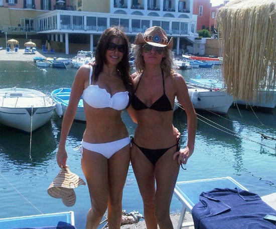 Sofia posed in a white bikini with a friend in July 2010. 
Source: Twitter user SofiaVergara