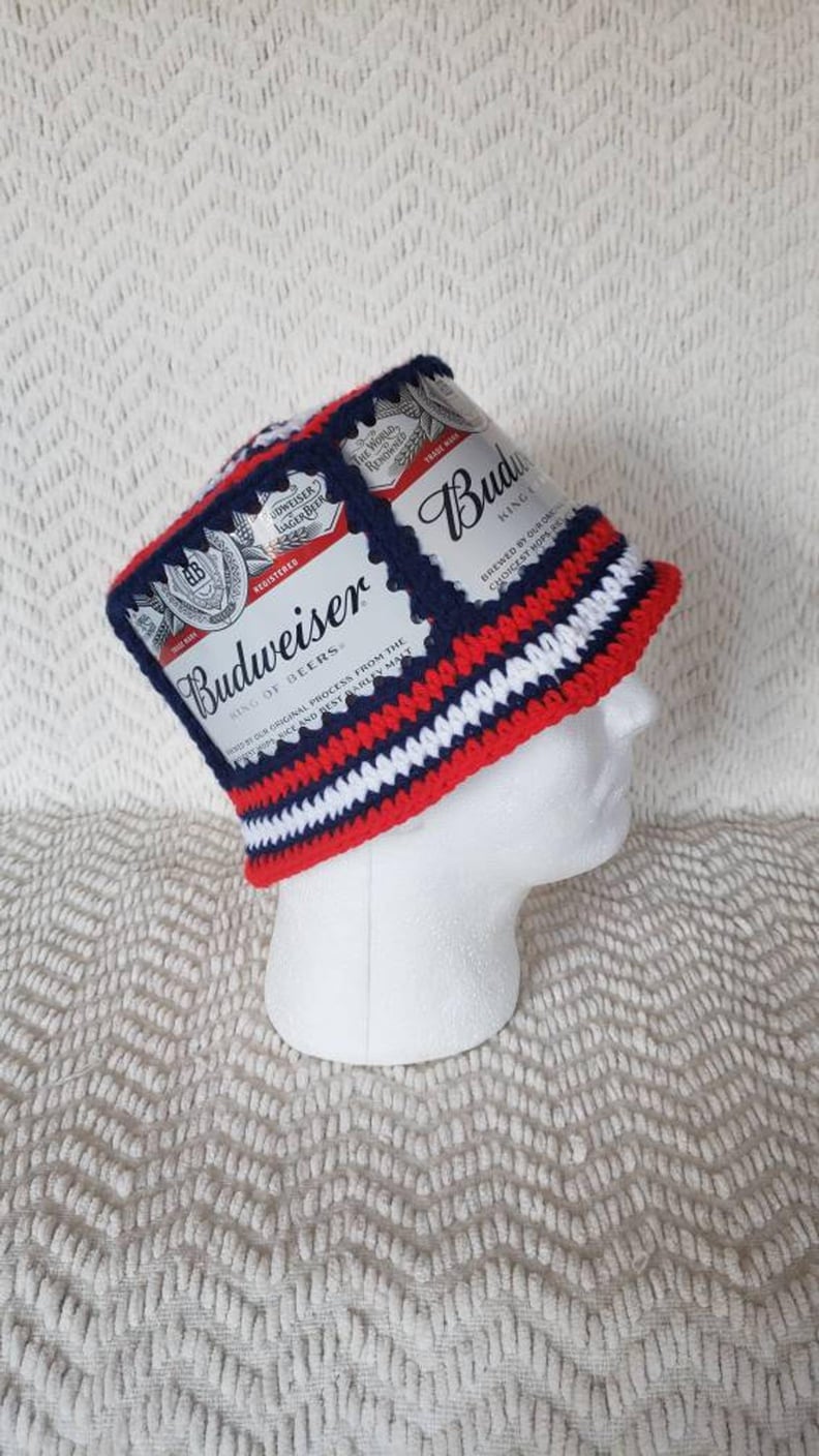 Gifted Acorn Crafts Budweiser Handmade Crochet Beer Can Hat