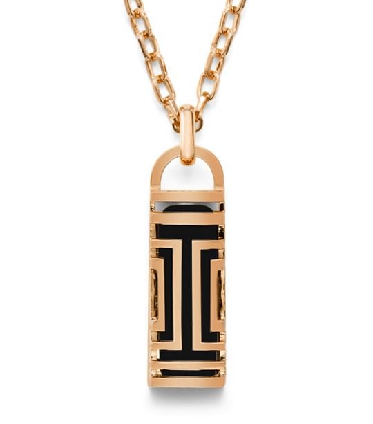 Tory Burch For Fitbit Fret Pendant Necklace in Rose Gold ($175)