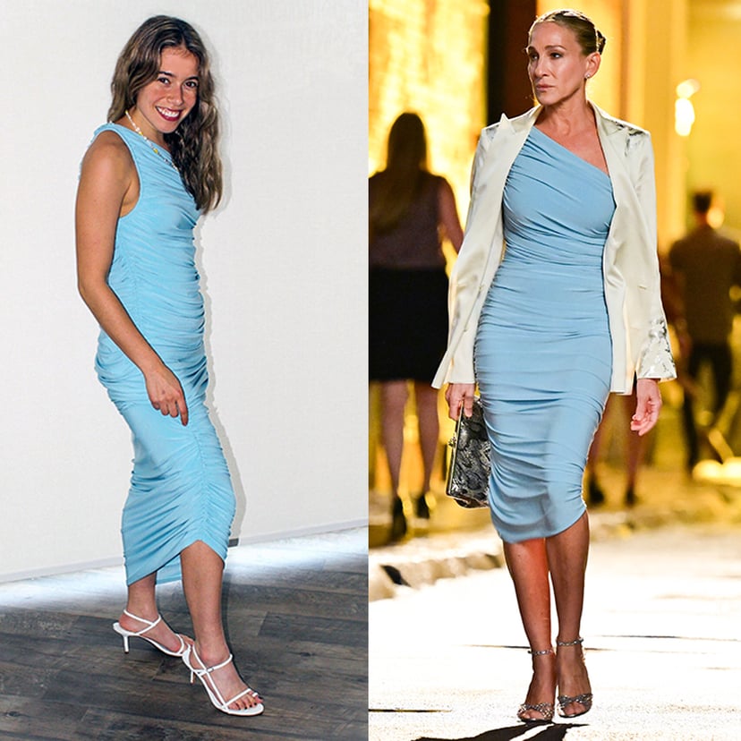 695 fitted light blue dress