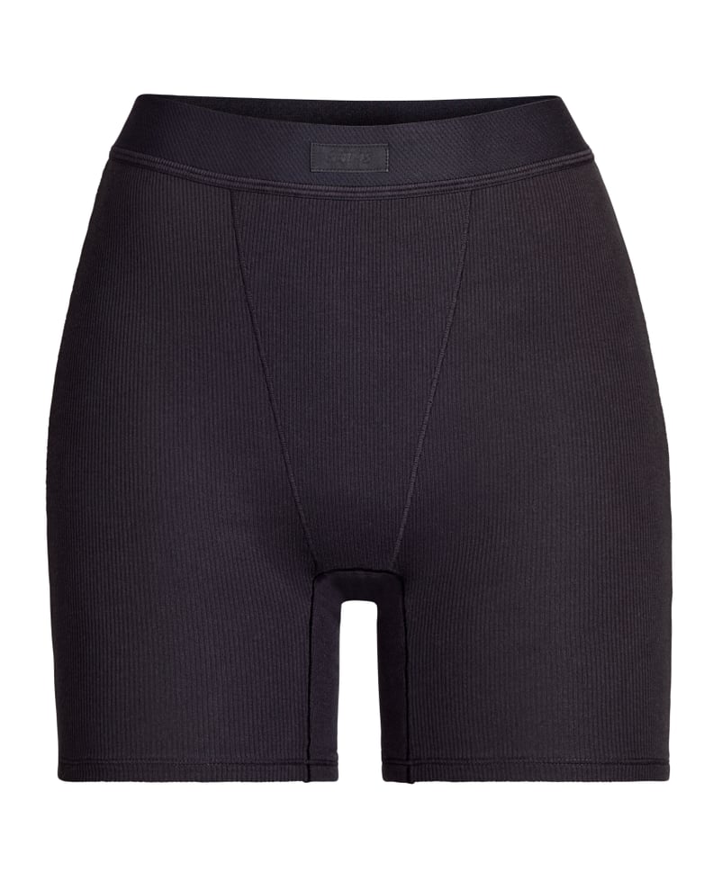 Skims Cotton Ribbed Boxer in Soot