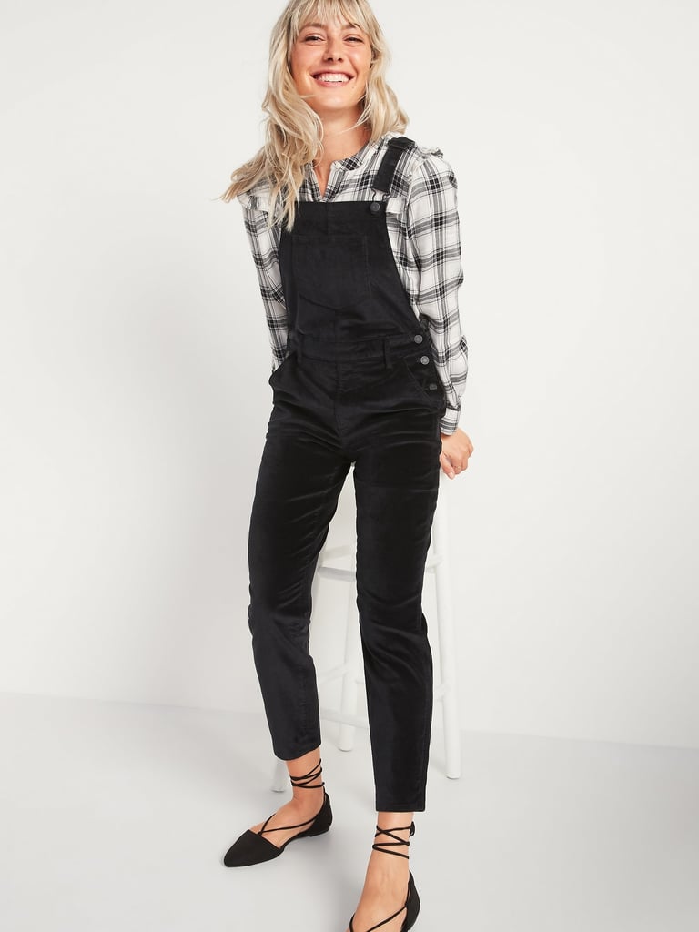 Velvet Straight-Leg Overalls