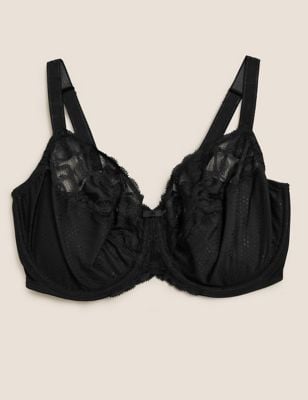 Marks + Spencer Wild Blooms Minimiser Full Cup Bra BLACK BNWT 44G