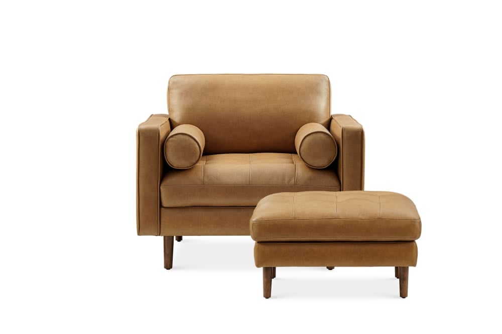 Castlery Madison Leather Armchair with Ottoman