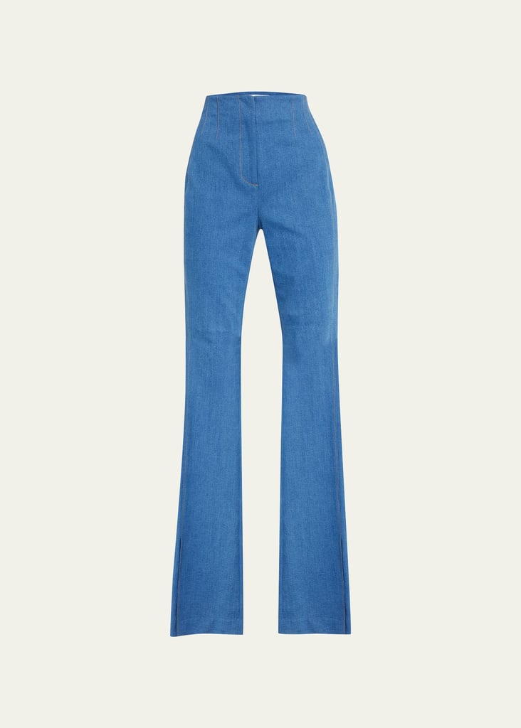 Veronica Beard Royce Denim Flared Split Pants