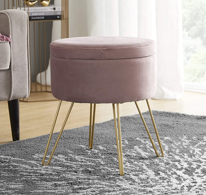 For Extra Storage: Ornavo Home Modern Round Velvet Storage Ottoman