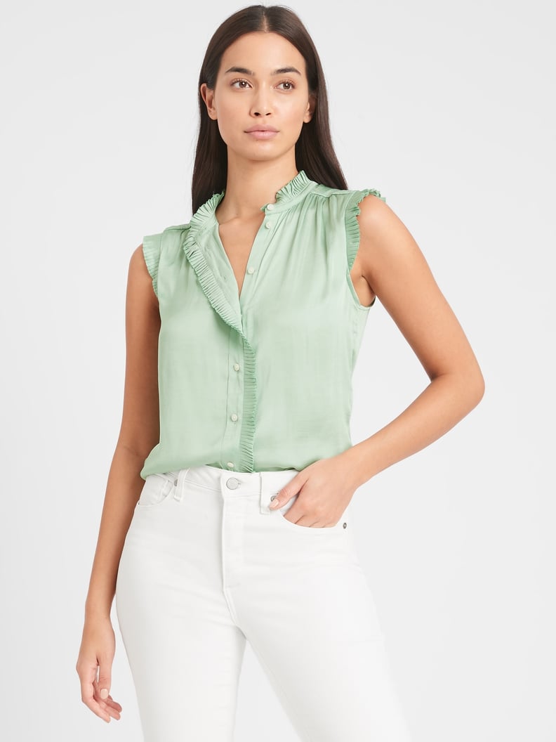 Banana Republic Satin Pleated Shirt