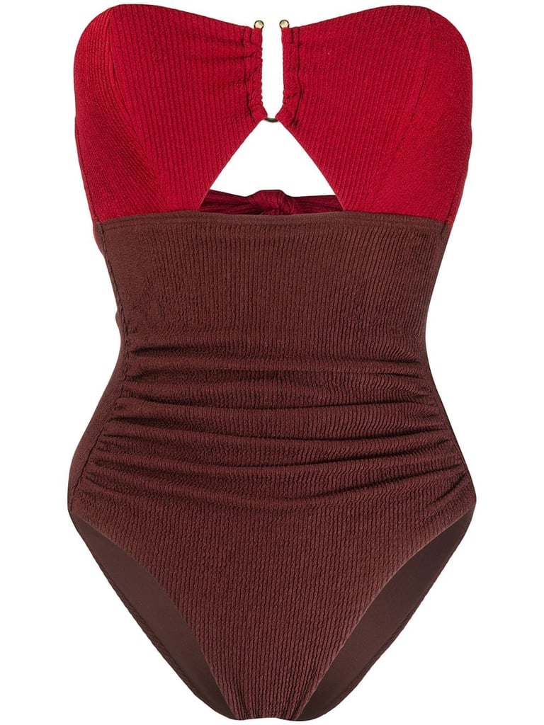 Self-Portrait Two-Tone Strapless One-Piece