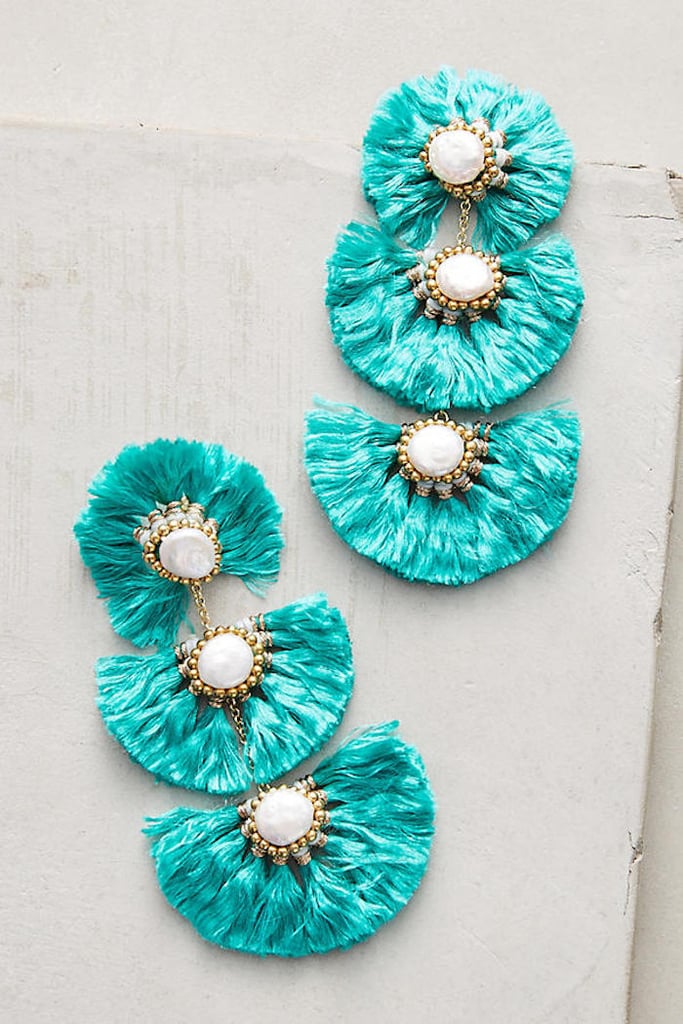 Anthropologie Fringed Pearl Drop Earrings