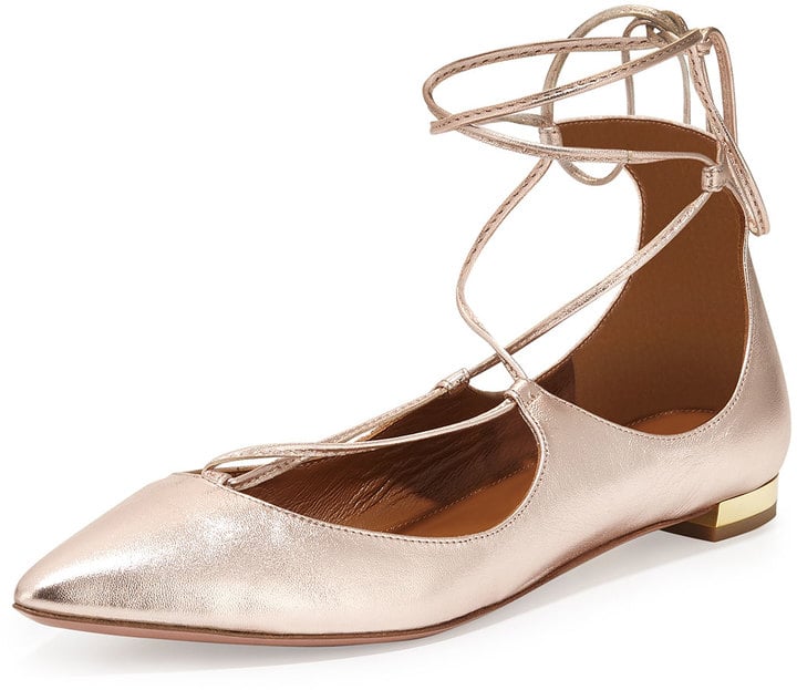 lace up pointed toe flats