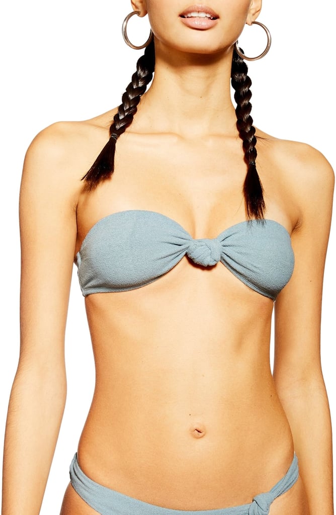 Topshop Velour Knot Bandeau Bikini Top