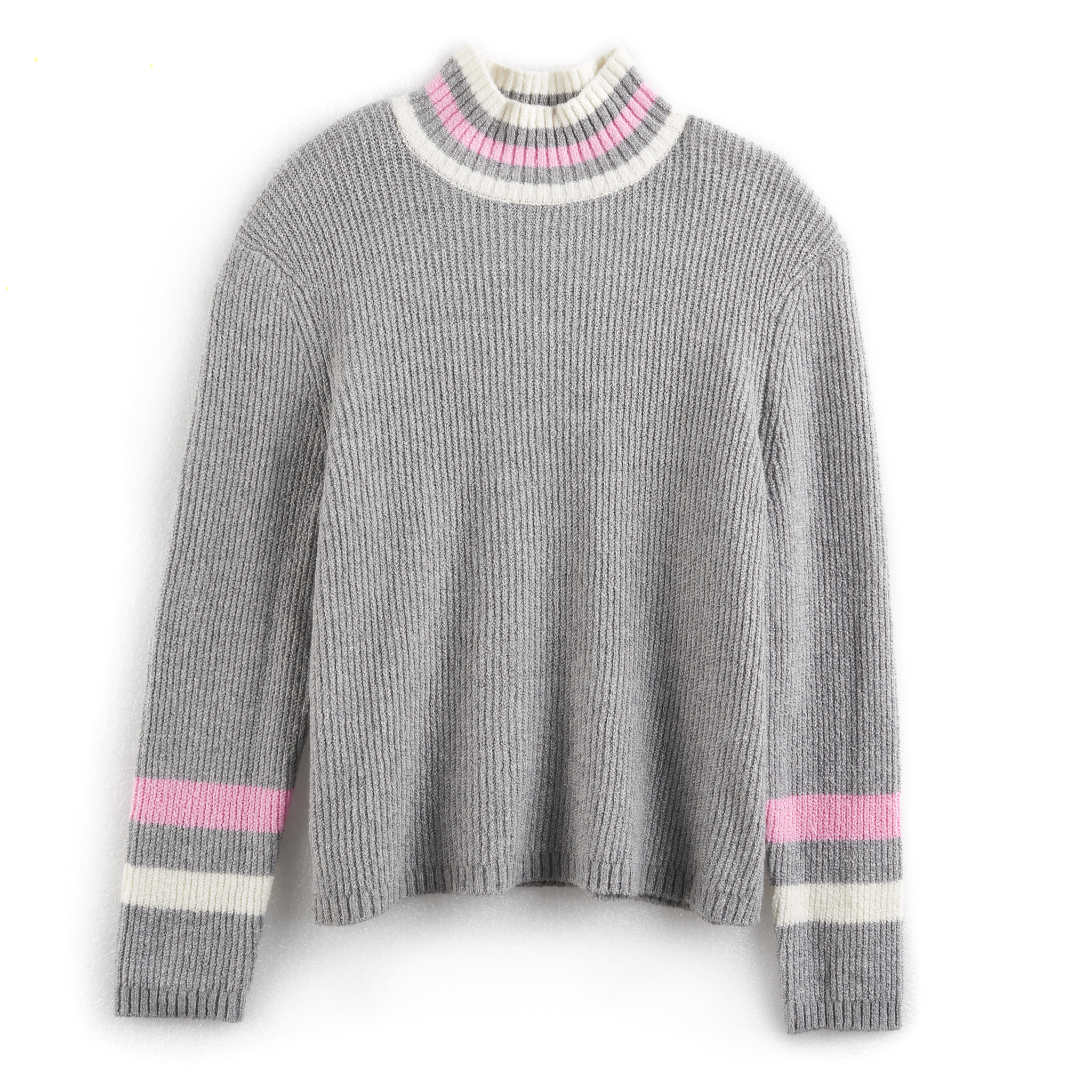 Striped Mockneck Sweater in Heather 
