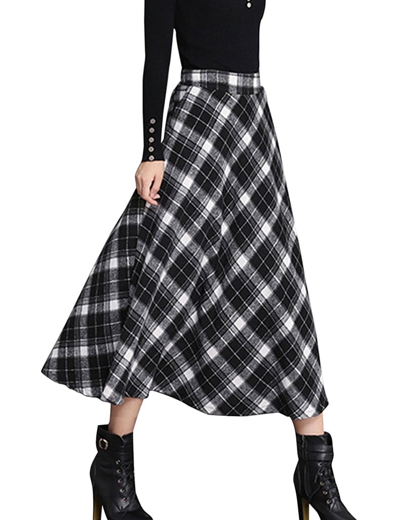 Gihuo Plaid Woollen Skirt