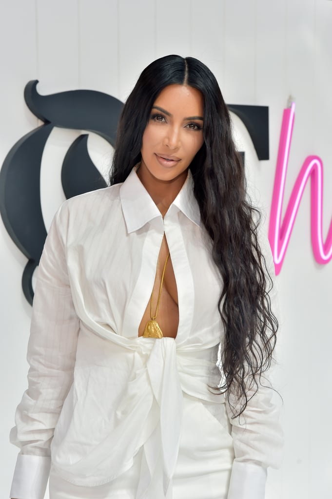 Kim Kardashian's White Shirt and Skirt June 2018