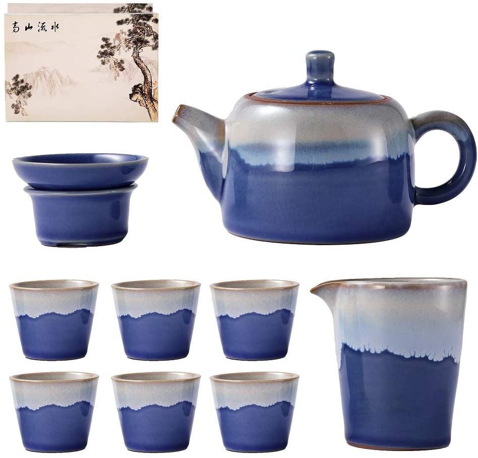 Kolda Ceramic Tea Pot and Cup Set with Strainer