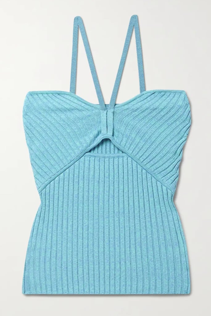 Anna Quan Odil Cutout Ribbed Stretch-Cotton Tank