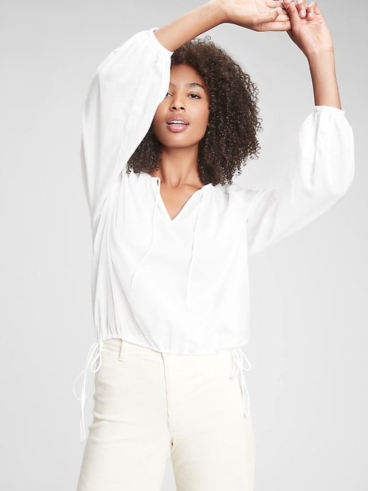 Gap 1969 Premium Cropped Blouson Tie Top Best Tops From Gap 2021