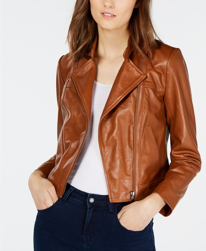 michael kors leather blazer