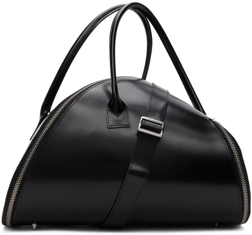 Junya Watanabe Black Leather Diagonal Zip Duffle Bag