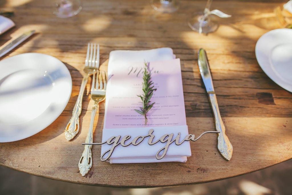 No guest could forget — or leave behind — a personalized wooden place card