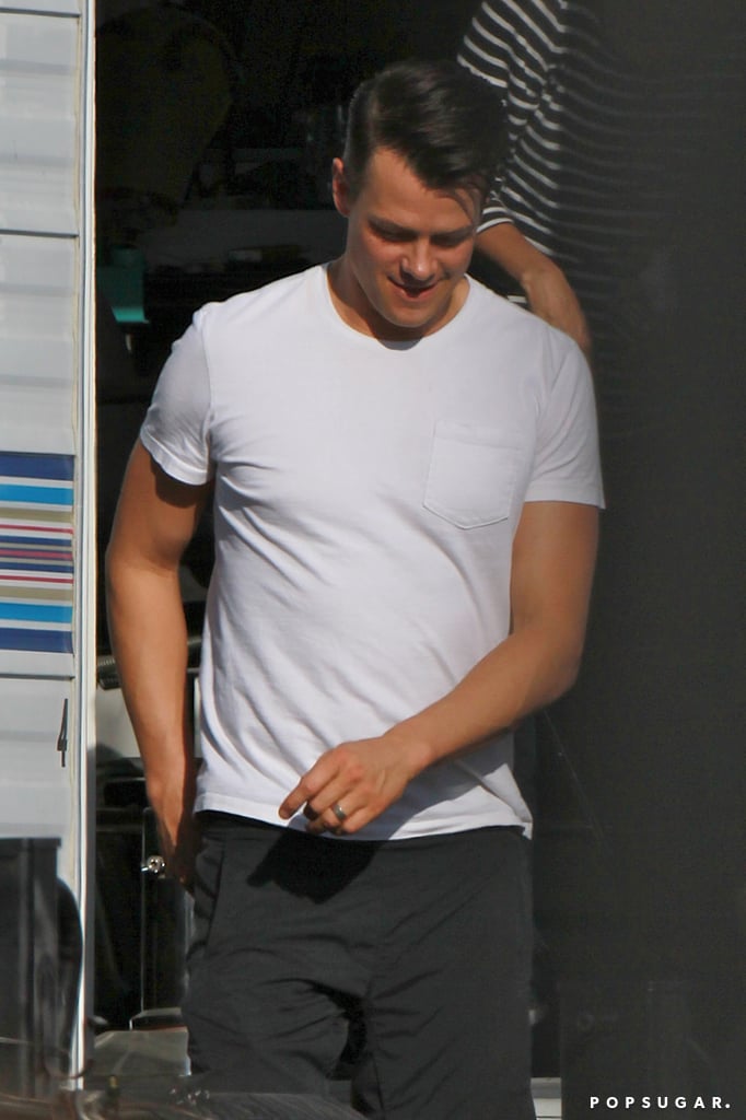 Josh Duhamel Riding His Bike on Set | Pictures