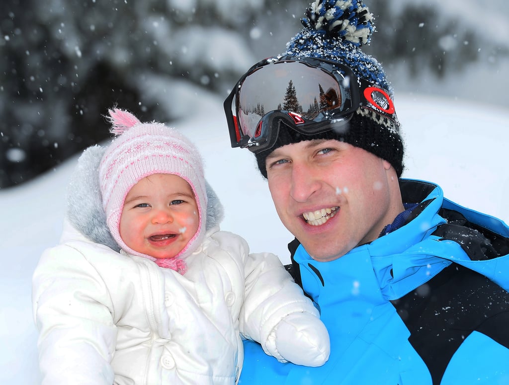 William and Charlotte kept close during a family ski trip in France.