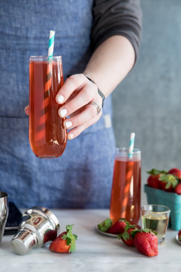 Sparkling Strawberry and Rosé Elderflower Cocktail