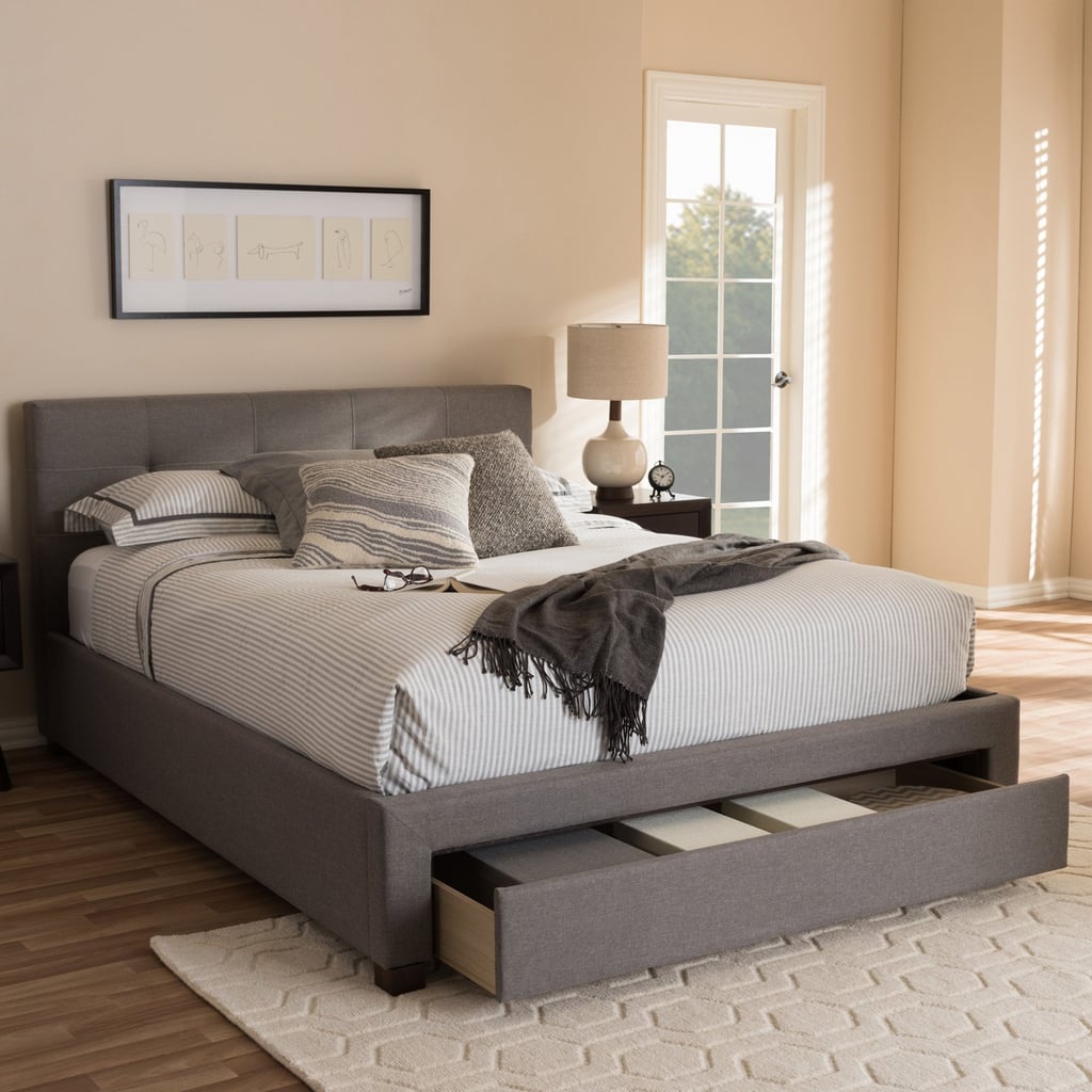 Baxton Studio Brandy Modern and Contemporary Grey Fabric Upholstered Platform Bed
