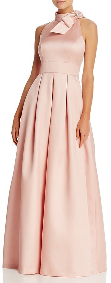 Eliza J Bow-Neck Pleated Gown