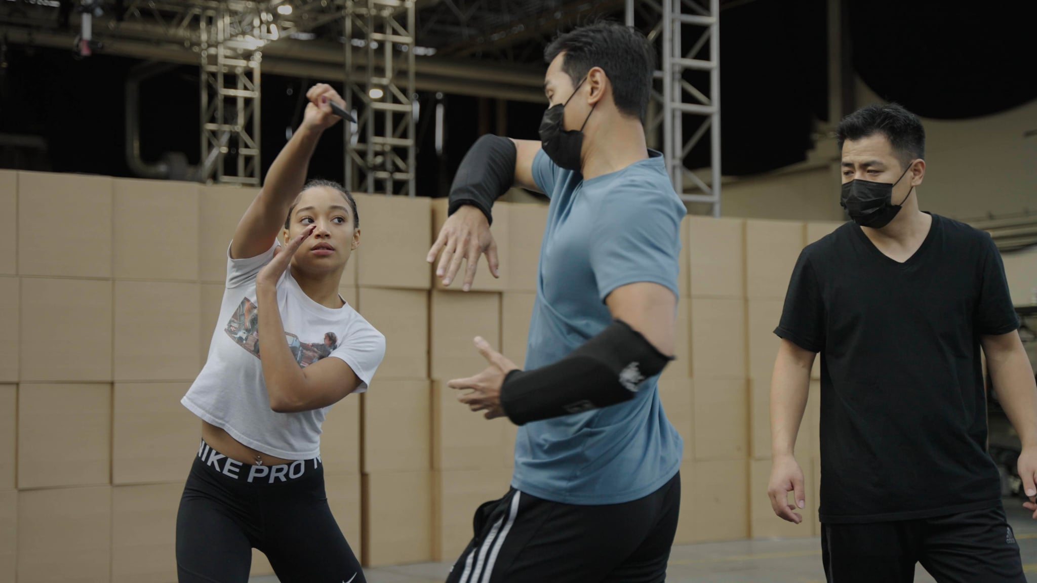 (L): Amandla Stenberg behind the scenes of Lucasfilm's THE ACOLYTE, exclusively on Disney+. ©2022 Lucasfilm Ltd. & TM. All Rights Reserved.