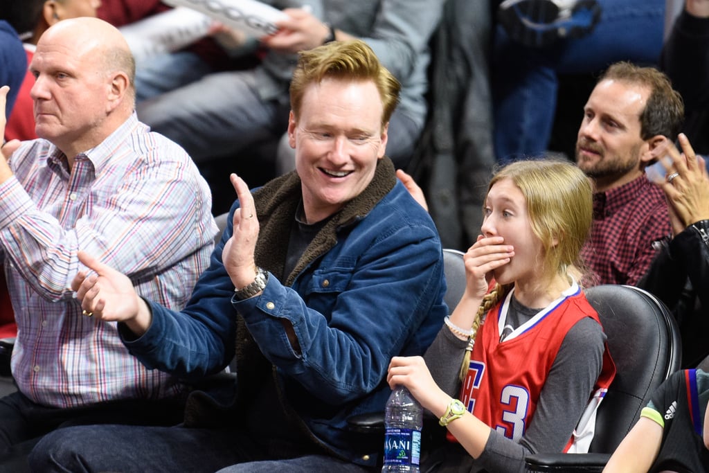 Conan O'Brien and Kids at the Clippers Game January 2016